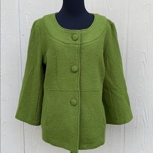 HARVE BERNARD GREEN WOOL PEACOAT WOMEN